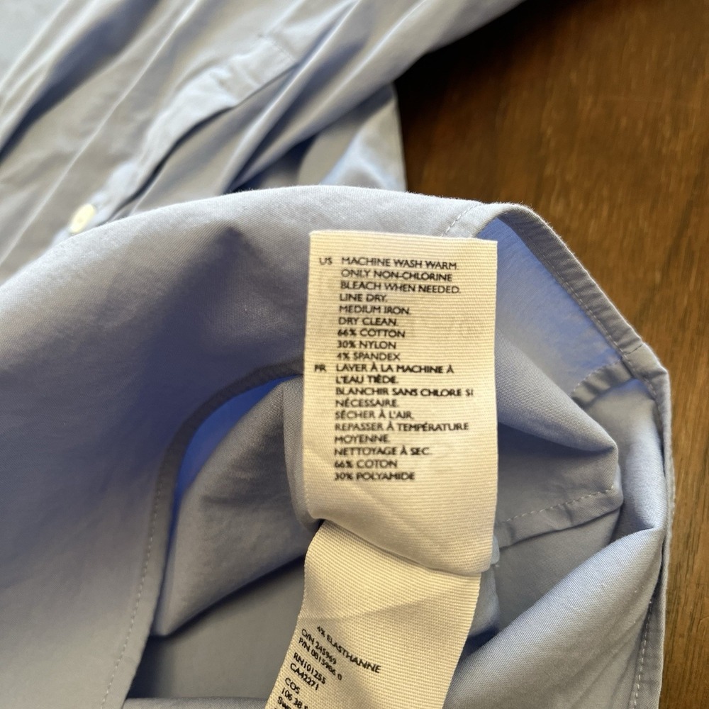 COS Relaxed Fit Blue Cotton Button-Up Long Sleeve Shirt Men's Size M Classic - Picture 8 of 13